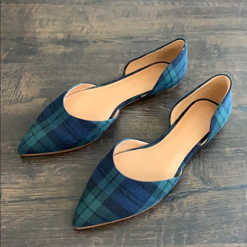 J. Crew Blue and Green Plaid Flats